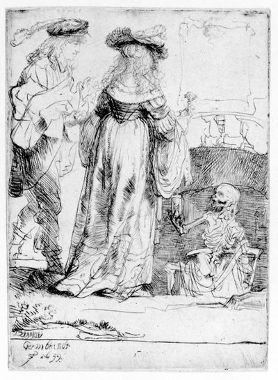 La morte appare a una coppia sposata da una tomba aperta, 1639 da Rembrandt van Rijn